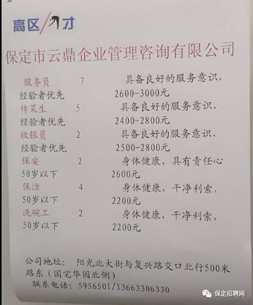 最新招工保定招聘信息详解