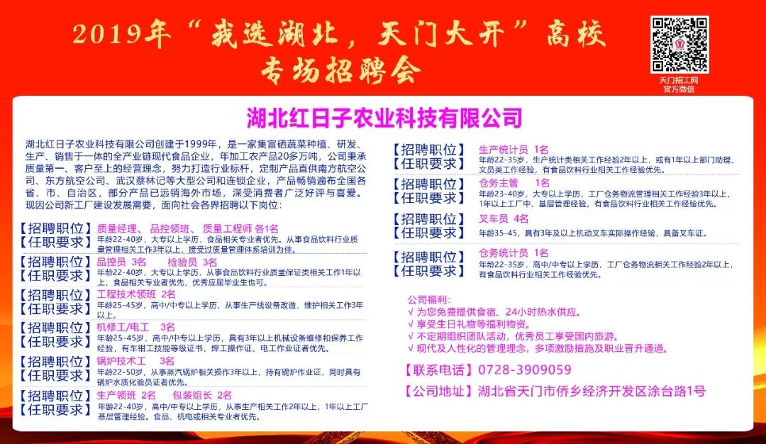 最新招聘天门招工网信息详述